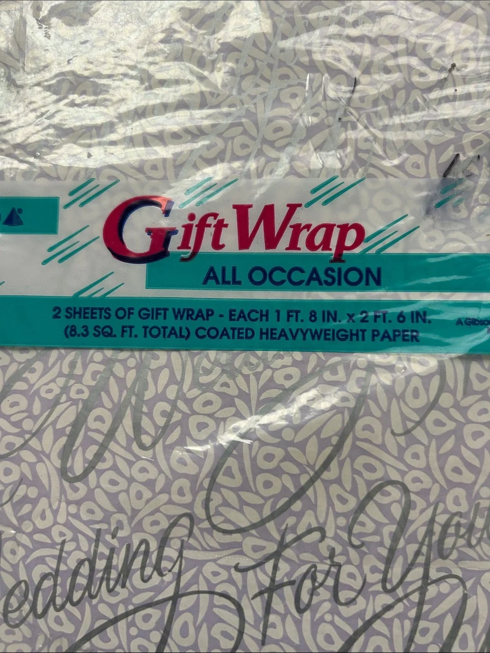 cleo vintage wedding Gift Wrap in Gray with white NIP